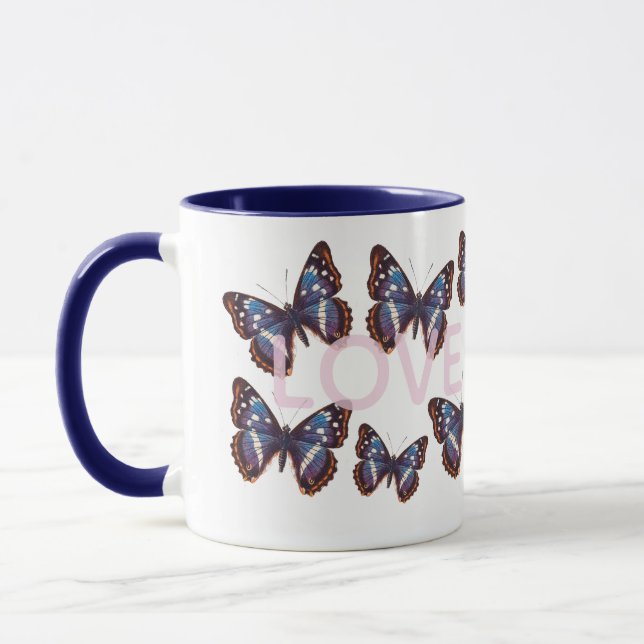 Blue Butterfly Love Tasse (Links)