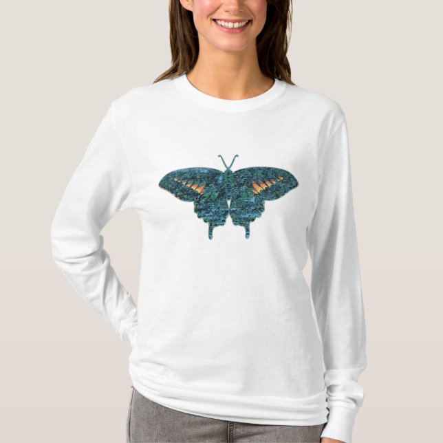 Blue Butterfly Malerei Monet T-Shirt (Vorderseite)
