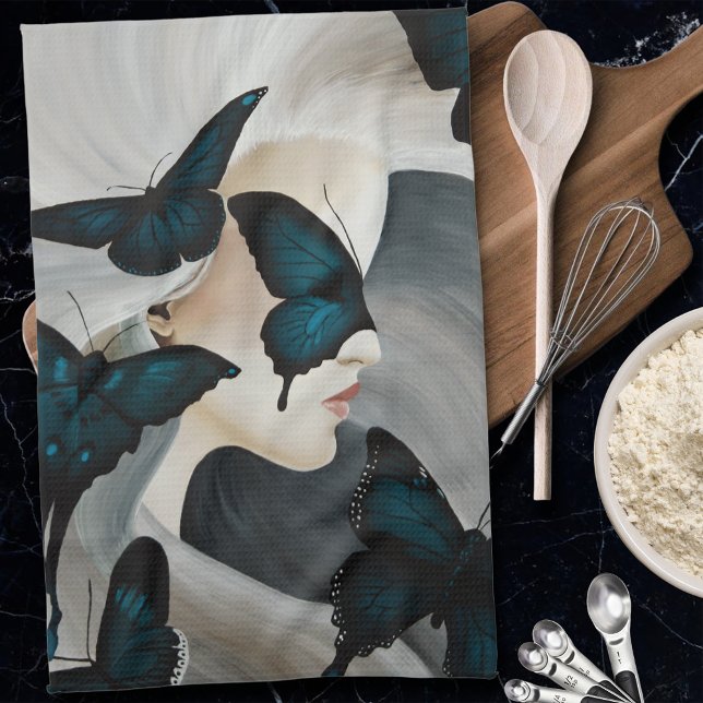 Blue Butterfly Masquerade Geschirrtuch (Von Creator hochgeladen)