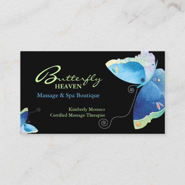 Blue Butterfly Massage Therapy Termin Karte (Vorderseite)