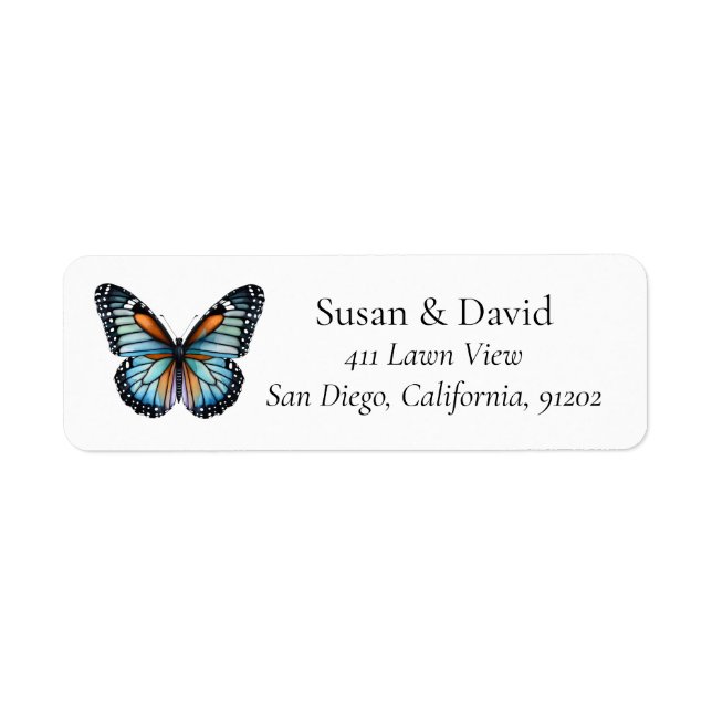 Blue Butterfly mit Orange Accessoires-Adresse (Vorne)