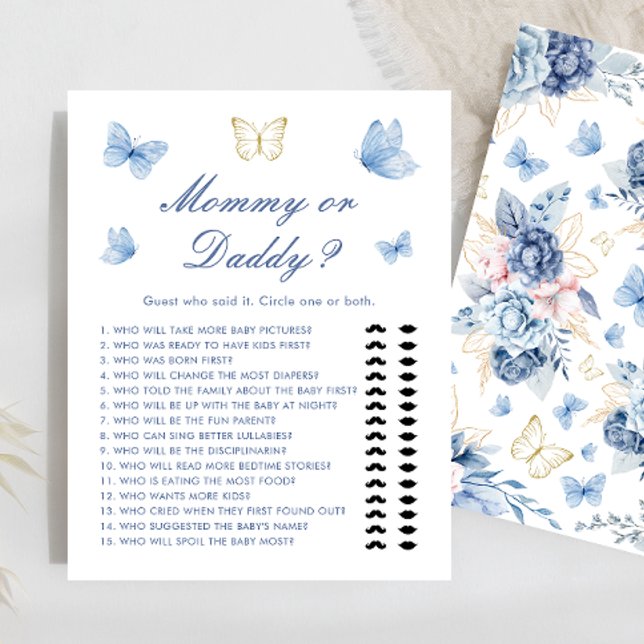 Blue Butterfly Mommy oder Daddy Baby Shower Game (Von Creator hochgeladen)
