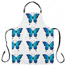 Blue Butterfly Pattern Kitchen Schürze
