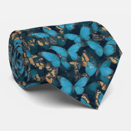 Blue Butterfly Pattern Neck Tie Krawatte