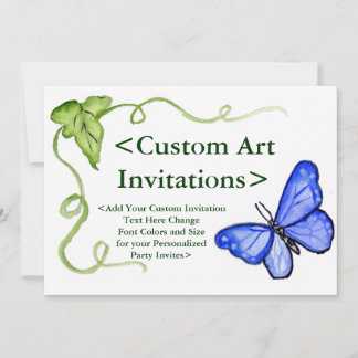 Blue Butterfly Personalisiert Art Einladungen