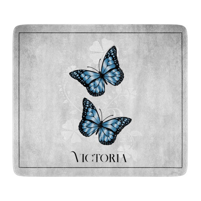 Blue Butterfly Personalisierte Schnittplatine Schneidebrett (Vorderseite)