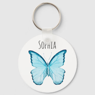 Blue Butterfly Personalized Name Template Keychain Schlüsselanhänger