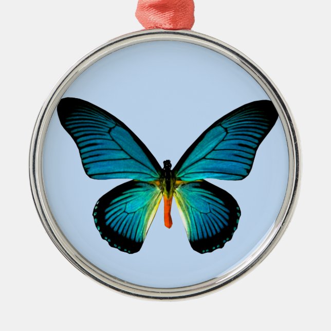 Blue Butterfly Round Ornament (Vorne)