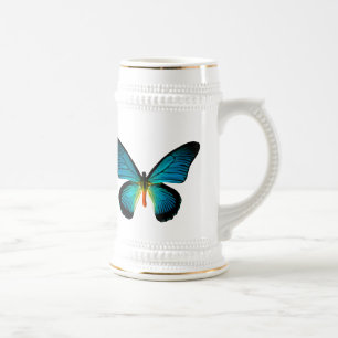 Blue Butterfly Stein Bierglas