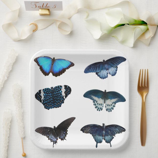 Blue Butterfly-Teller Pappteller (Hochzeit)