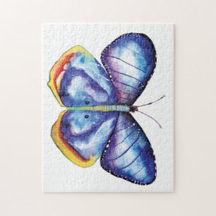 Blue Butterfly Wasserfarbe Foto Puzzle Geschenkbox