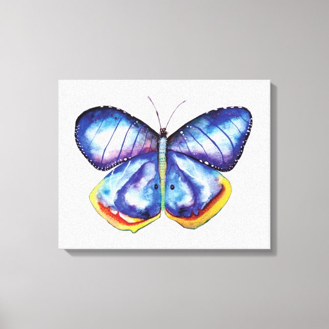 Blue Butterfly Wasserfarben Single Leinwand (Vorderseite)