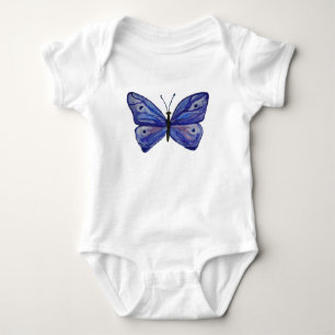 Blue Butterfly Watercolor Baby Jersey Bodysuit Strampler