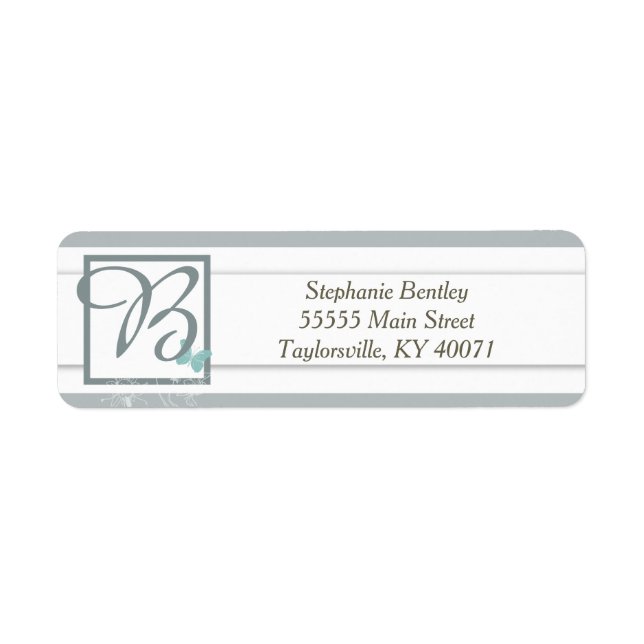 Blue Butterfly Wedding Return Address Label (Vorne)