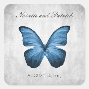 Blue Butterfly Wedding Stickers