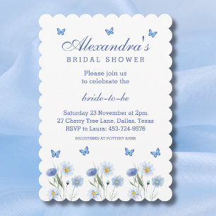Blue Butterfly Wildblume Spring Brautparty Einladung