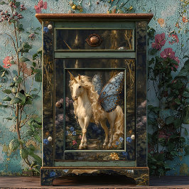 Blue Butterfly Winged Unicorn Decoupage Seidenpapier