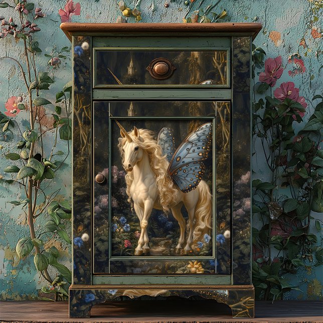 Blue Butterfly Winged Unicorn Decoupage Seidenpapier (Von Creator hochgeladen)