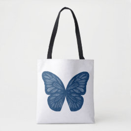 Blue Butterfly Wings Illustration Tote Bag