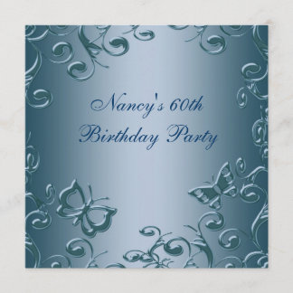 Blue Butterfly Wirbel Frauen 60. Geburtstagsparty Einladung