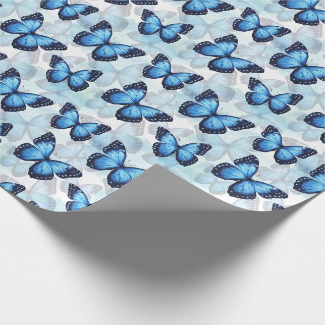 Blue Butterfly Wrapping Paper Geschenkpapier (Ecke)