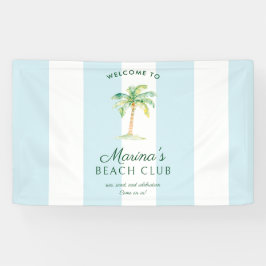 Blue Cabana Stripes Palm Beach Club Welcome Banner