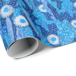 Blue Cactus Camouflage Sukkulente Blume Floral Geschenkpapier