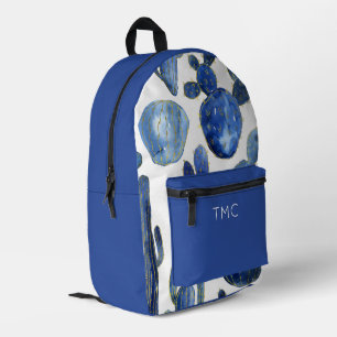 Blue Cactus Gold White Desert Travel Fun Bedruckter Rucksack