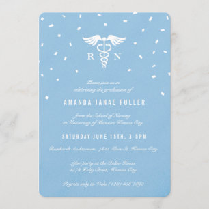 Blue Caduceus Krankenpflege Einladungen zur Gradui