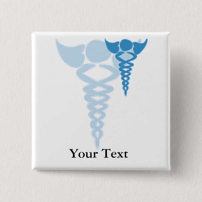Blue Caduceus medizinische Geschenke Button (Vorderseite)