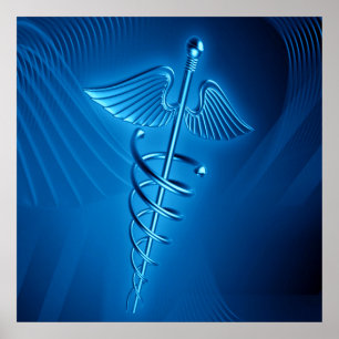 Blue Caduceus Poster