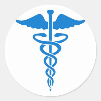Blue Caduceus Runder Aufkleber