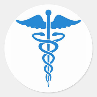 Blue Caduceus Runder Aufkleber