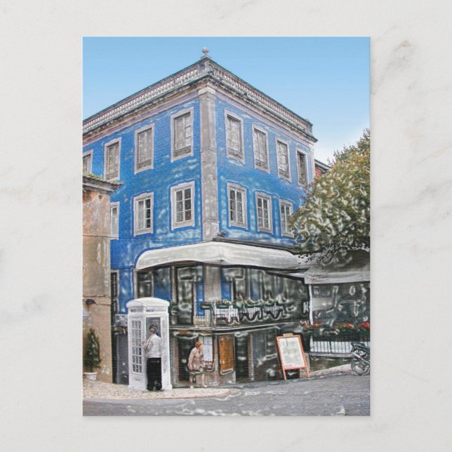 Blue Café an der Ecke Postkarte (Vorderseite)