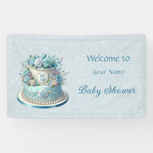 Blue Cake Blume Babydusche Banner