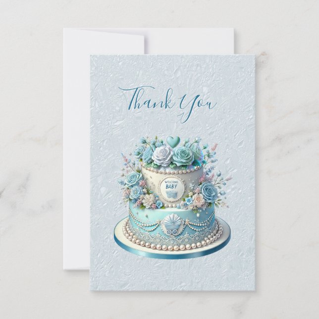 Blue Cake Blume Danke Card (Vorderseite)