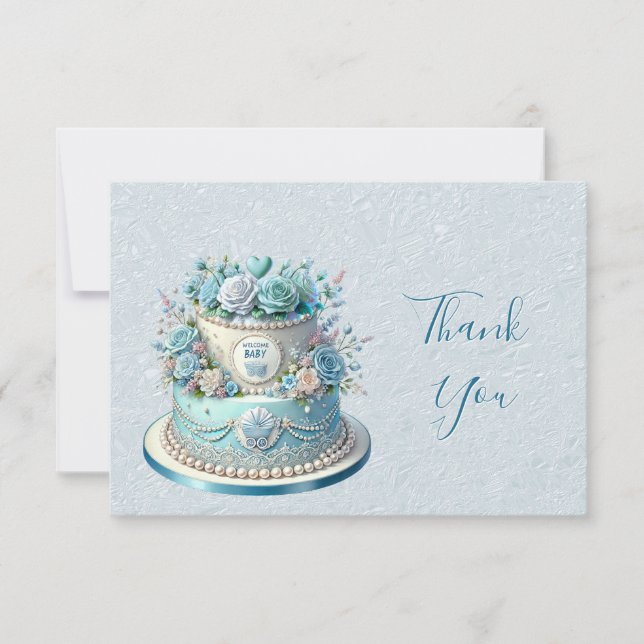 Blue Cake Blume Danke Card (Vorderseite)