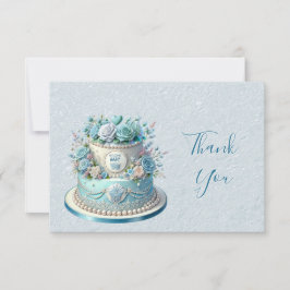 Blue Cake Blume Danke Card