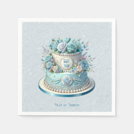 Blue Cake Blume Napkins Serviette
