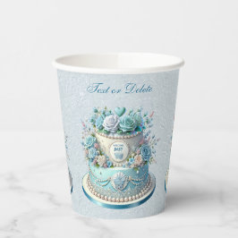 Blue Cake Blume Paper Cups Pappbecher