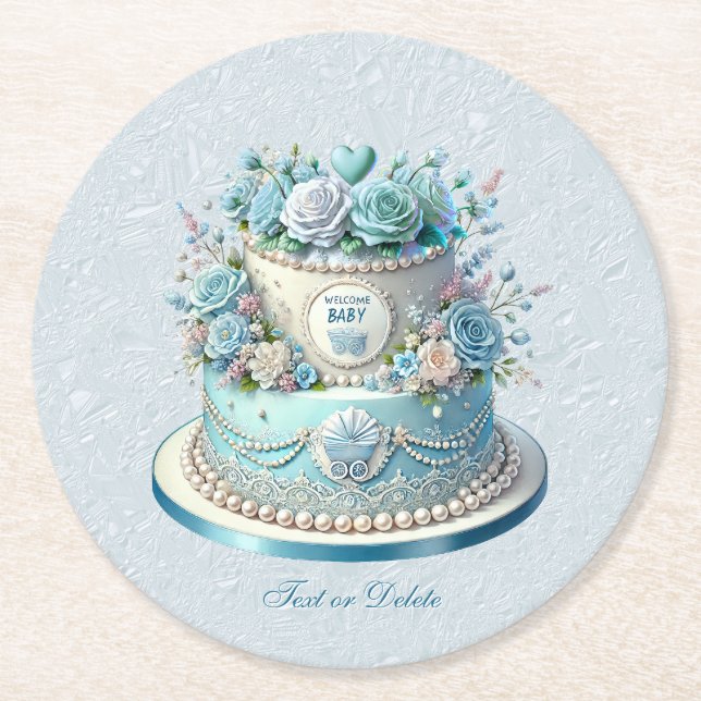 Blue Cake Blume Paper Untersetzer (Vorderseite)