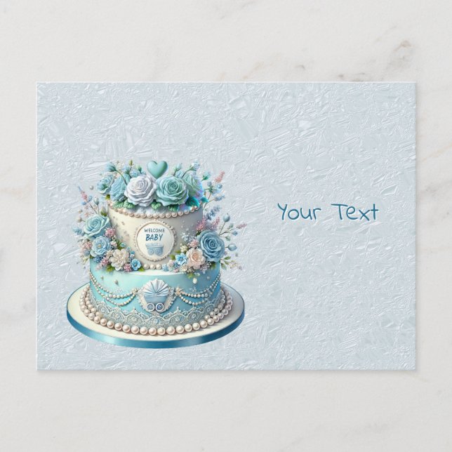 Blue Cake Blume Postcard Postkarte (Vorderseite)