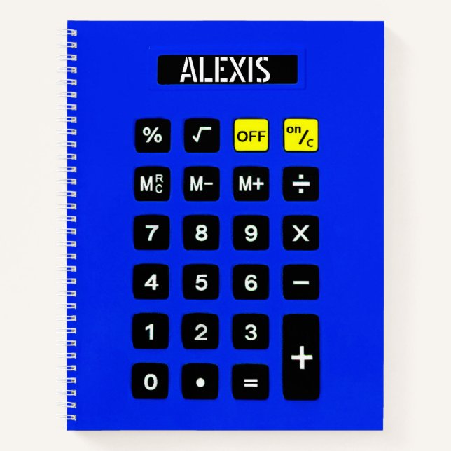 Blue Calculator mit Name Notizbuch (Vorderseite)