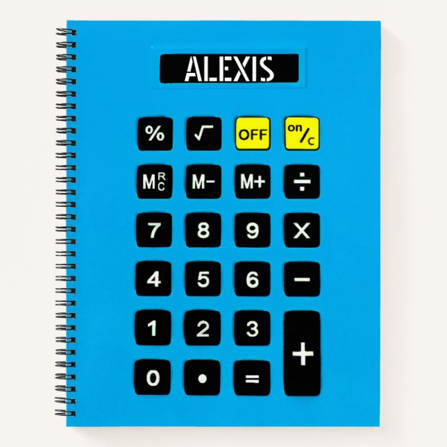 Blue Calculator mit Name Notizbuch (Vorderseite)