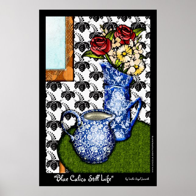Blue Calico Still Life (Fine Art Poster) Poster (Vorne)