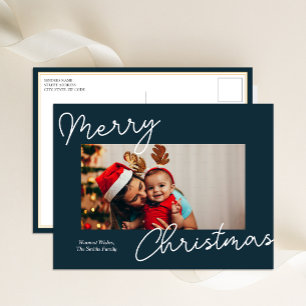 Blue Calligraphy Frohe Weihnachten Modernes Foto