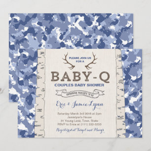 Blue Camouflage Baby Dusche für Jungen Einladung