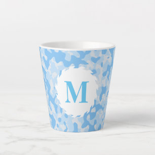 Blue Camouflage Camouflage Monogram Initial Milchtasse