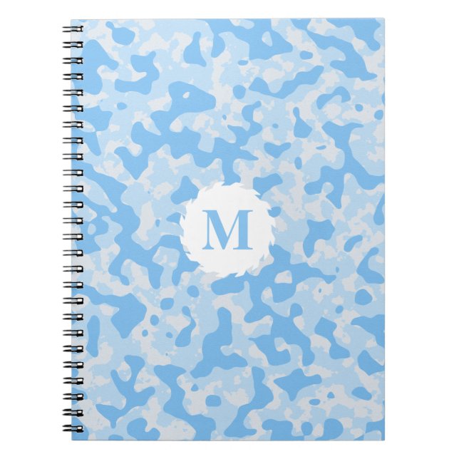 Blue Camouflage Camouflage Monogram Initial Notizblock (Vorderseite)