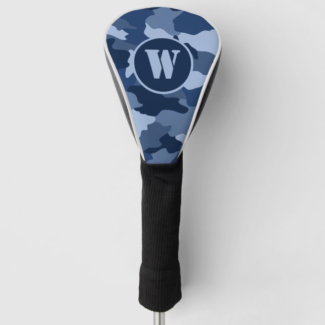 Blue Camouflage Camouflage Muster Monogramm Initia Golf Headcover (Vorderseite)